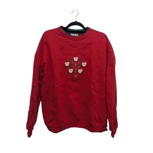 Endless Designs Red Sweatshirt with Apple Embroidery